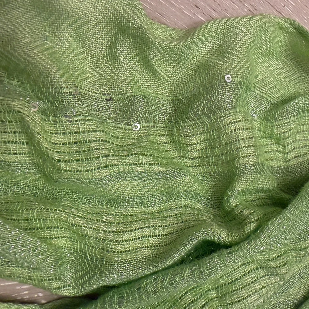 Free People Organic Apple Green Lightweight Scarf with Fringe NWT